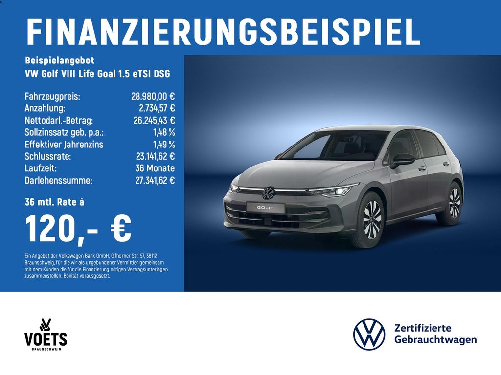 Golf VIII Life Goal 1.5 eTSI DSG LED+SHZ+AHK