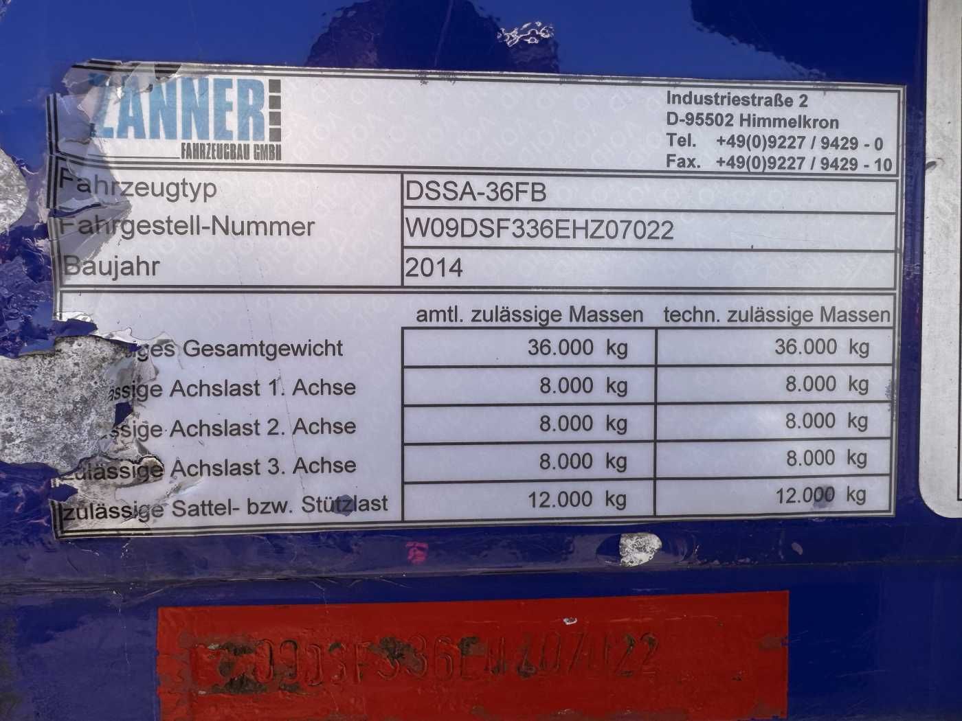 Fahrzeugabbildung Andere Zanner DSSA-36FB Doppelstock Ladebordwand
