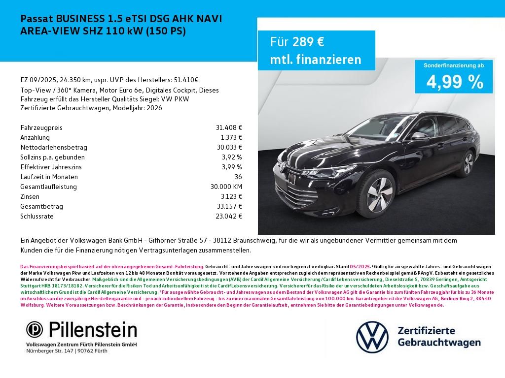 Passat BUSINESS 1.5 eTSI DSG AHK NAVI AREA-VIEW