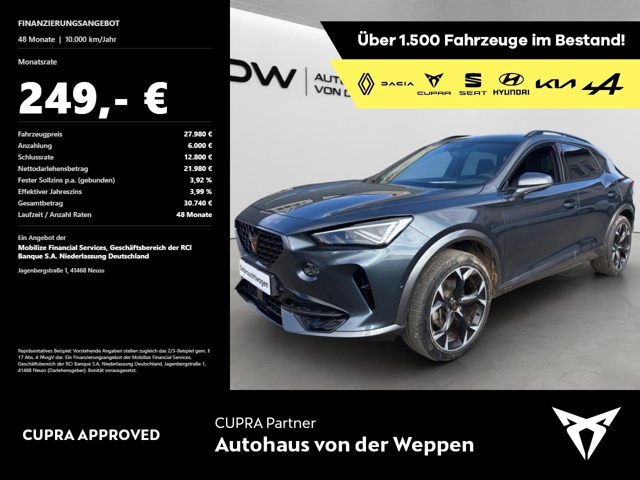 Cupra Formentor 1.5 TSI 360 Kamera, Navi, LED Klima