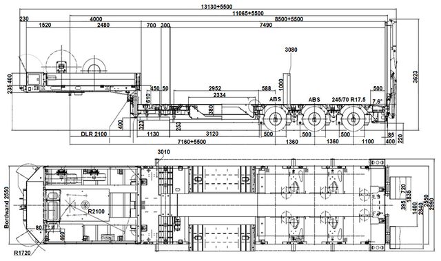 Goldhofer 3-Achs-Tele-Semi-Radmulde-hydr. Rampen-zwangsge.