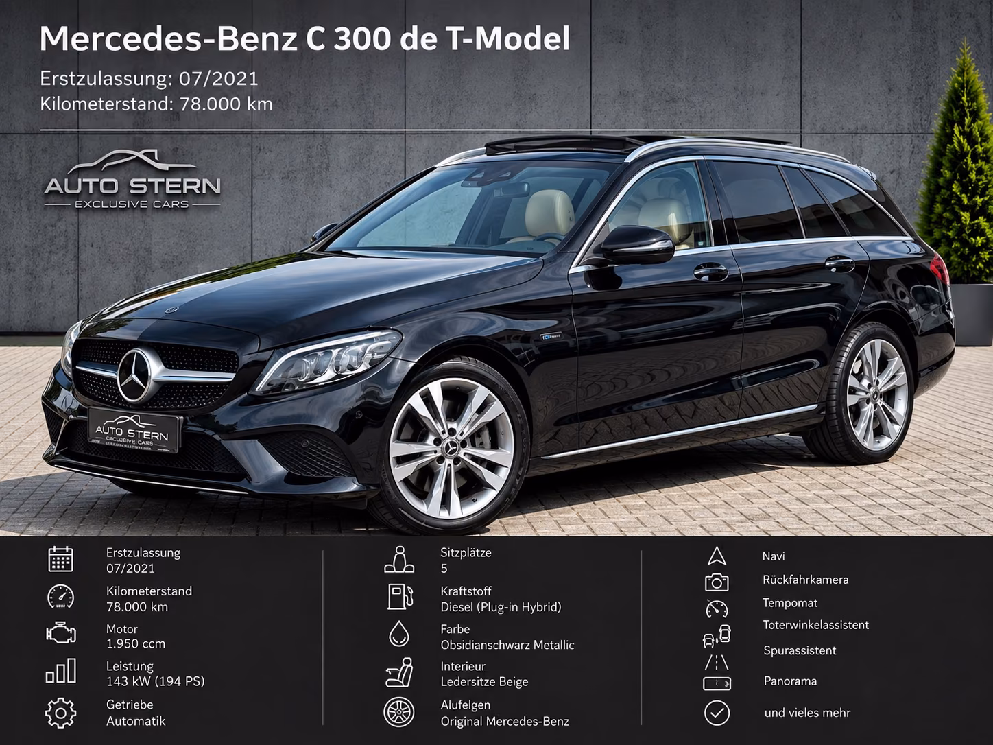 Mercedes-Benz C 300 de T NAVI R.CAM PARK-P PANO LEDER TTW SPUR