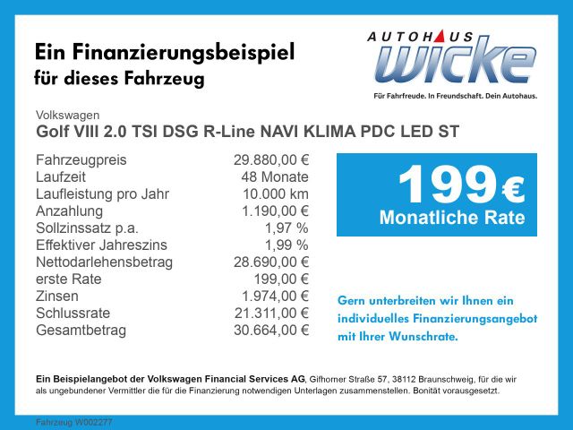 Golf VIII 2.0 TSI DSG R-Line NAVI KLIMA PDC LED