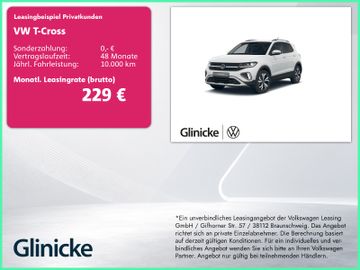 Volkswagen Leasingangebot: Volkswagen T-Cross Style 1.0 l TSI 85 kW (116 PS) 6-Gang