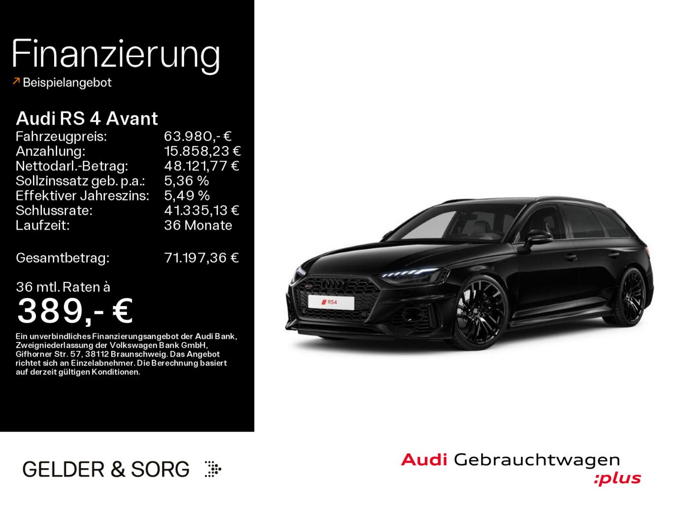 AUDI RS 4 Avant quattro B&amp;O*Schwarz*Pano*HuD*360°