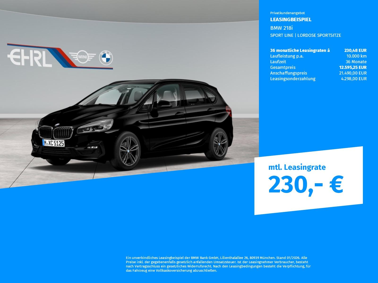 BMW 218i SPORT LINE | LORDOSE SPORTSITZE