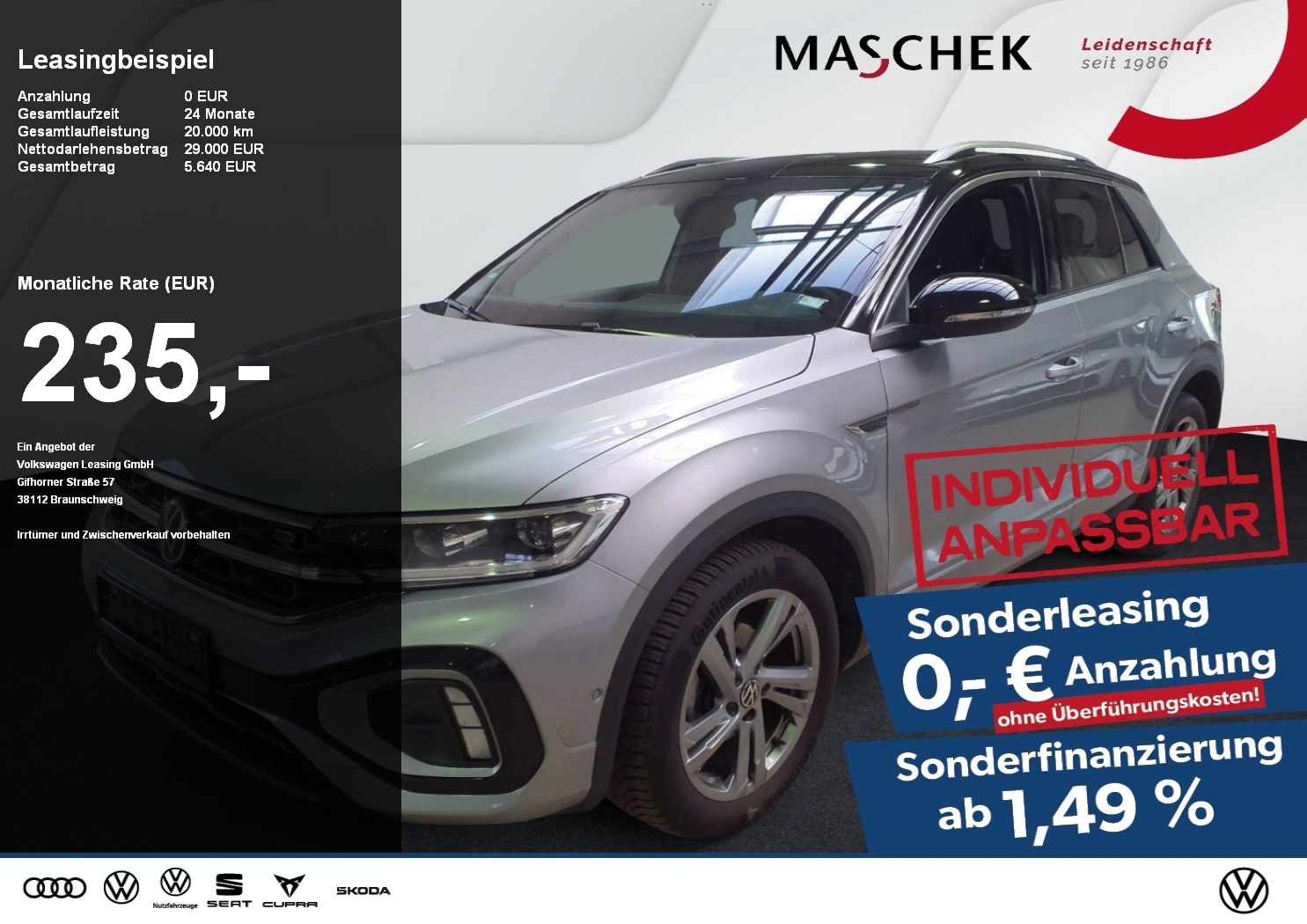 Volkswagen T-ROC R-Line 1.5 TSI DSG Sonderleasing Navi AHK