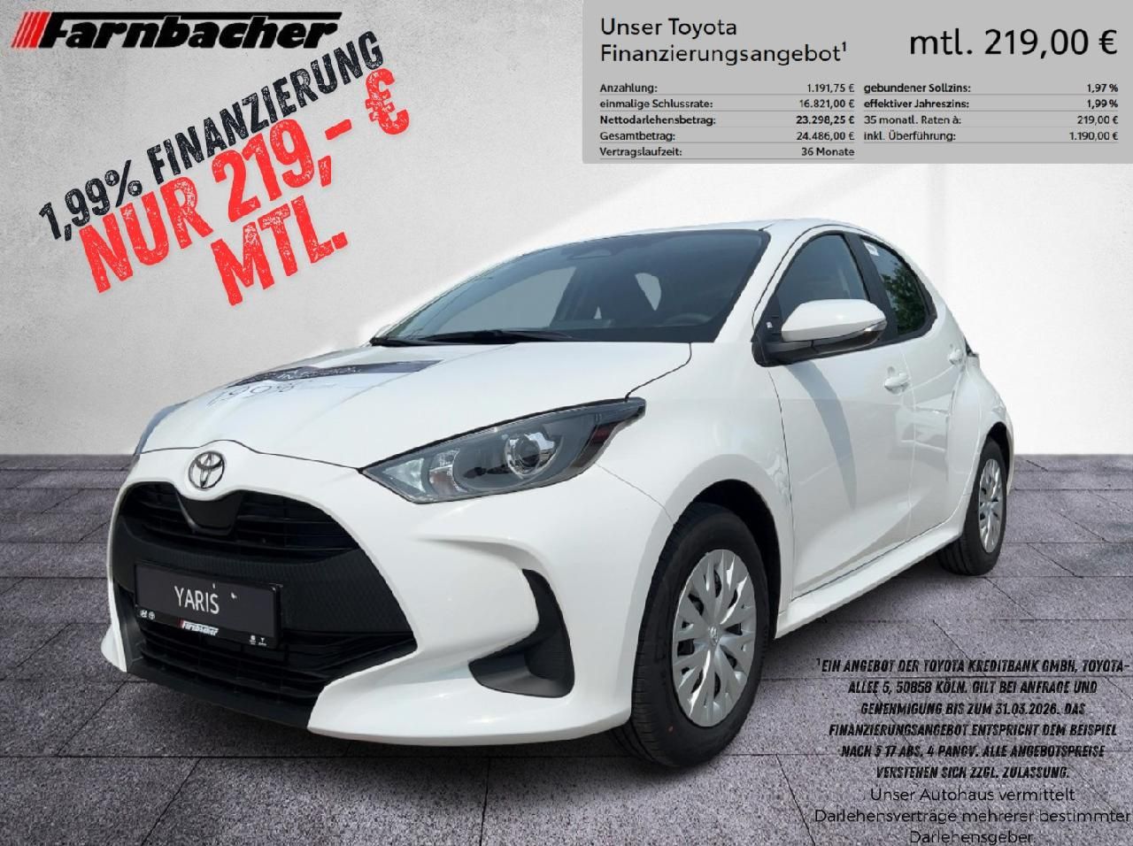 Fahrzeugabbildung Toyota Yaris 1,5 Hybrid Business Edt.*1,99% bis 28.02.