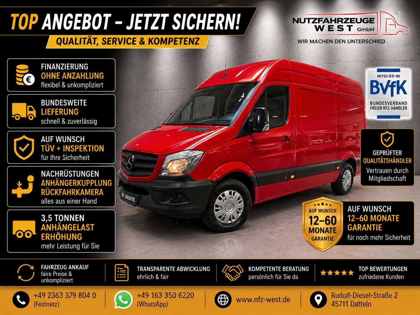 MERCEDES-BENZ Sprinter 316 CDI Hoch+Lang*AHK=3,500Kg*Garantie*