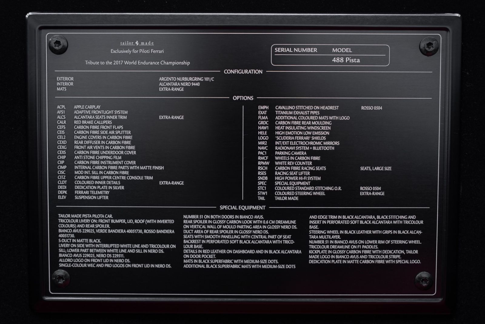 Fahrzeugabbildung Ferrari 488 Pista Piloti TOP/1. HD/LIMITED/CARBON/NEW