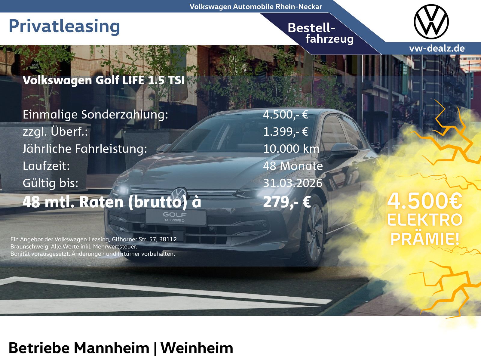 Volkswagen Golf Life 1.5 eHybrid E-Förderung als Anzahlung!