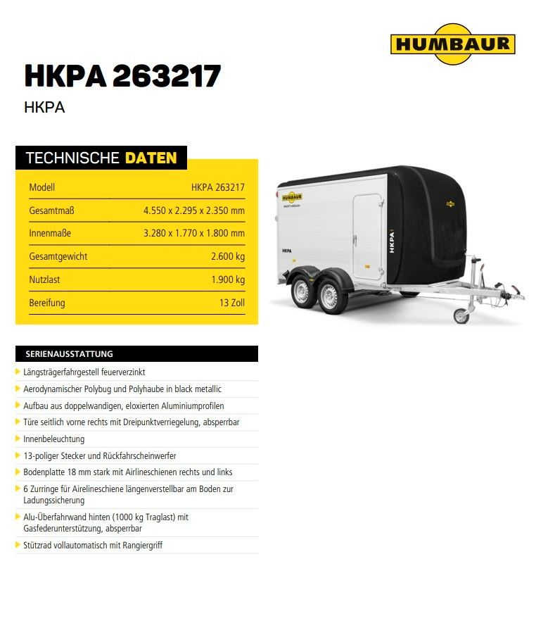 Fahrzeugabbildung Humbaur HKPA 263217 --Lagerwagen--