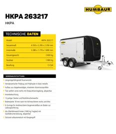 Fahrzeugabbildung Humbaur HKPA 263217 --Lagerwagen--