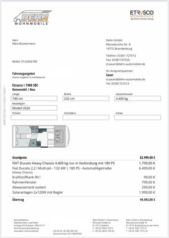 Etrusco I 7400 SBC 11.146,00 € Sondernachlass!
