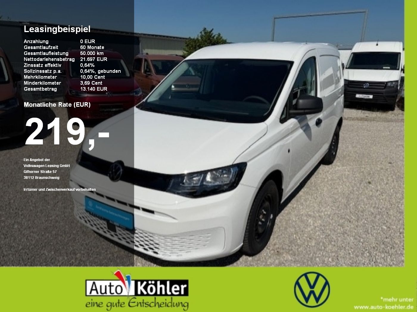 Volkswagen Caddy Cargo TDi Tageszulassung AHK+Virt+PDC