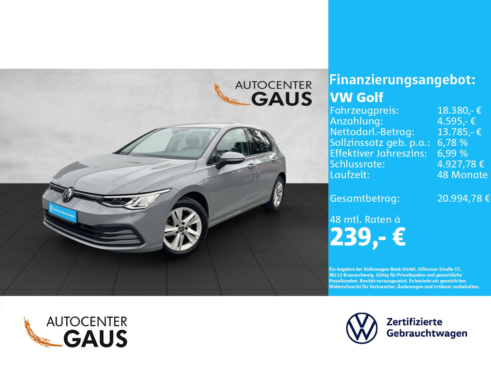 Golf VIII 1.0 eTSI DSG Navi*ACC*Standhzg.*LED
