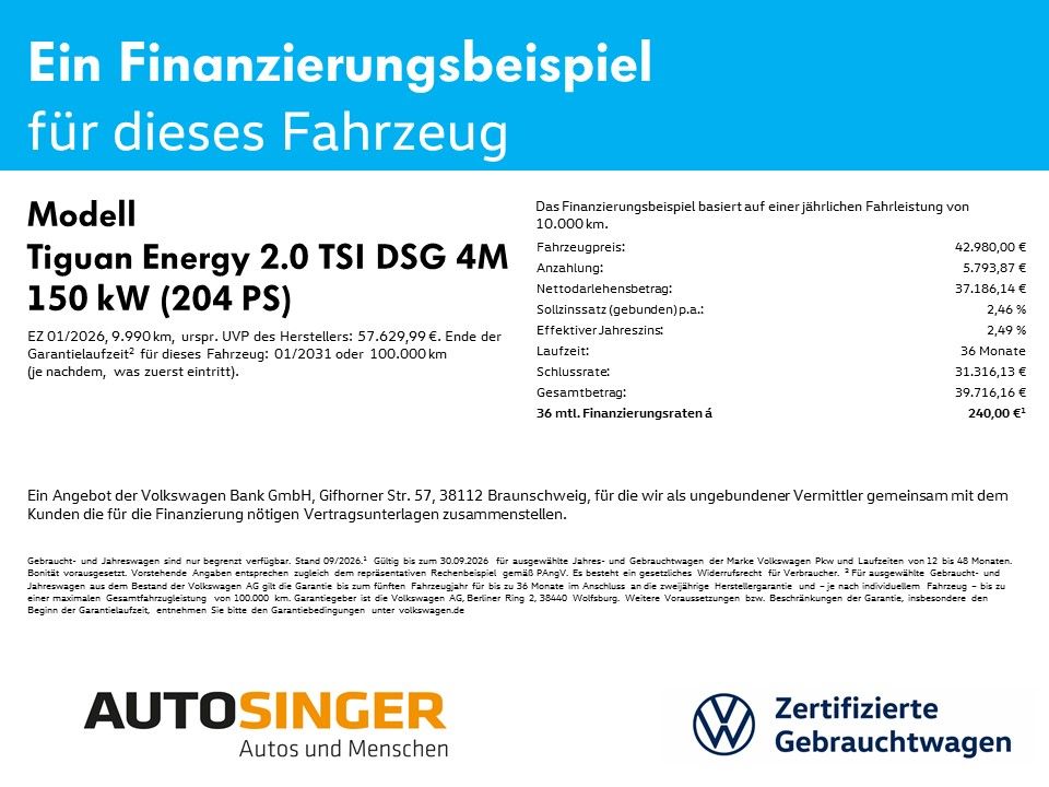 Volkswagen Tiguan Energy 2.0 TSI DSG 4M AHK STDHZ AREA ACC foto 2