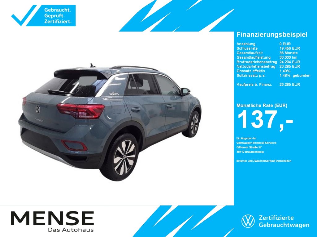 T-Roc 1.0 TSI Goal CarPlay ACC LED Navi DynLicht