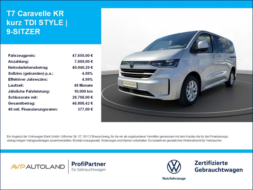 Volkswagen T7 Caravelle KR kurz TDI STYLE | 9-SITZER