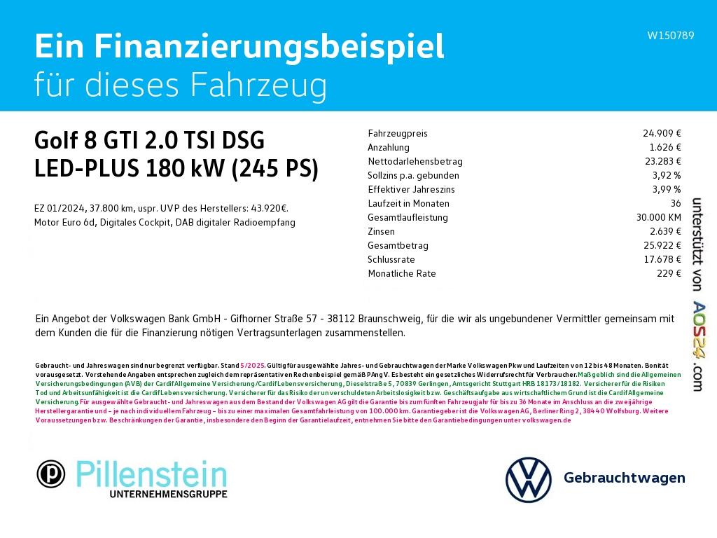 Volkswagen Golf 8 GTI 2.0 TSI DSG LED-PLUS SHZ APP-C. PDC, миниатюра 2
