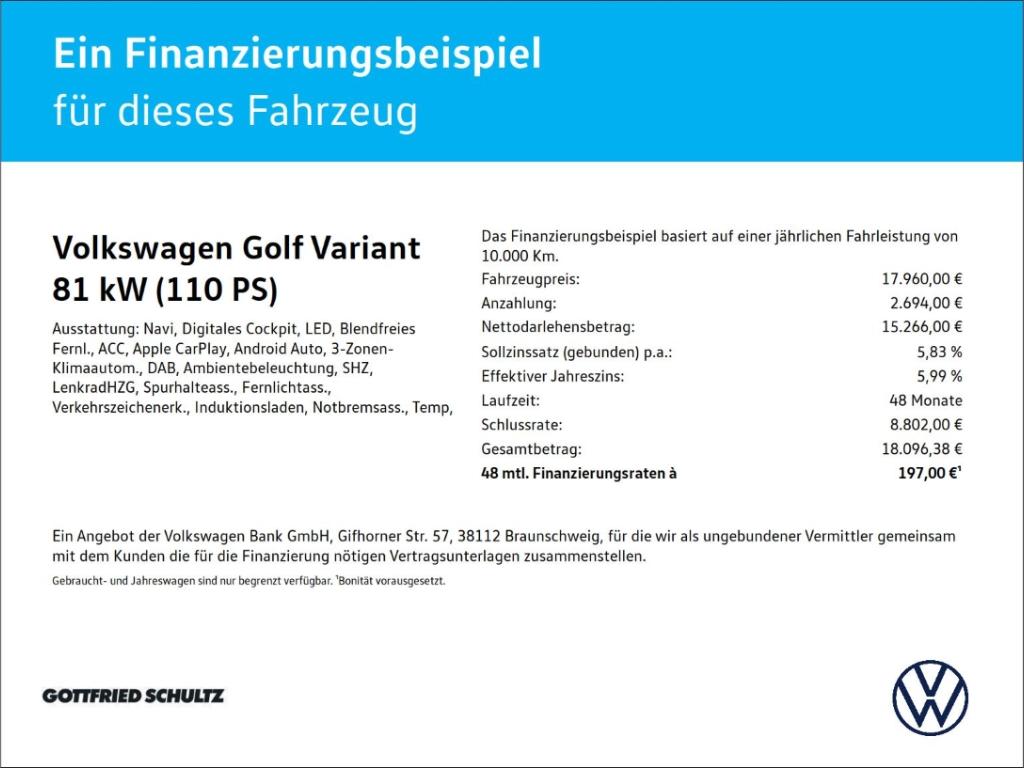 Volkswagen Golf Variant Active TSI LED Navi Sitzhzg, миниатюра 20