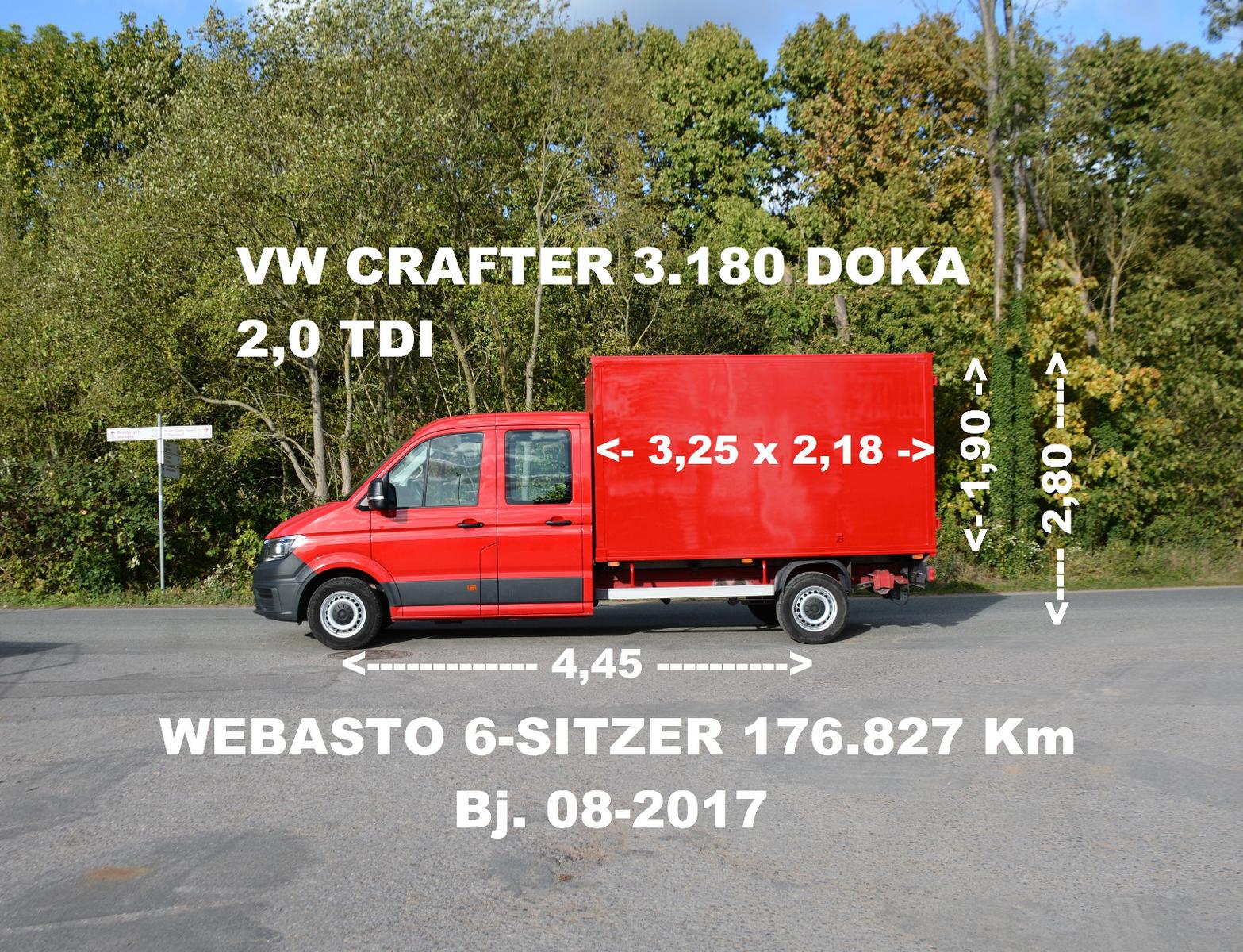 Volkswagen CRAFTER 3.180 KOFFER DOKA MAXI WEBASTO COC