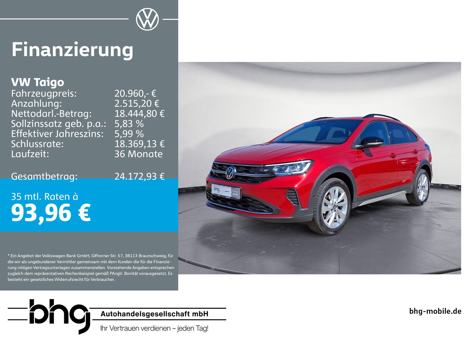 Volkswagen Taigo 1.0 TSI DSG GOAL