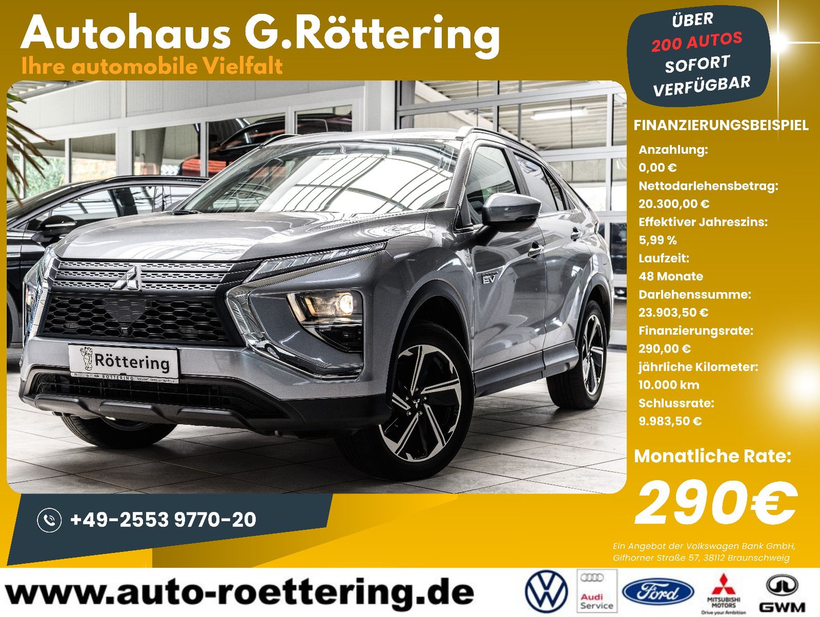 Fahrzeugabbildung Mitsubishi Eclipse Cross 2.4 PHEV 4WD +Kam +BT +SHZ +SOH97%
