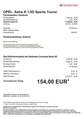 Fahrzeugabbildung Opel Astra K Sports Tourer 1,5 D >NAV/LED/KAM/PDC<