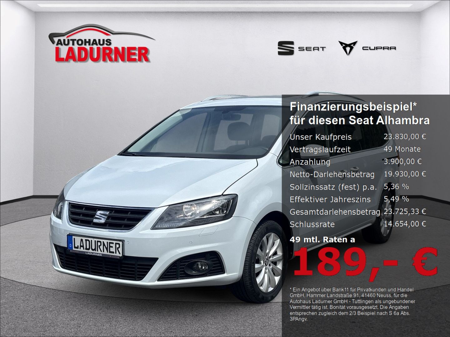 SEAT Alhambra Style 7-Sitzer *AHK+Soundsystem+Dyn. Ku