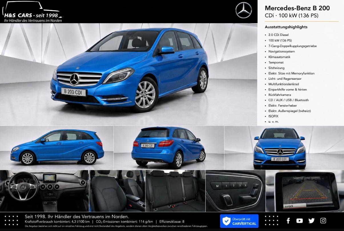 Mercedes-Benz B 200 CDI BI-XEN LED MEM NAV COMAND MB SERVGPFL