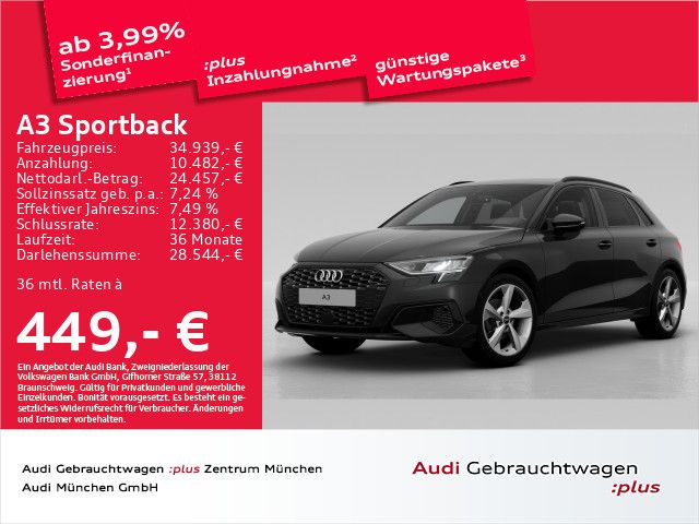 Audi A3 Sportback 30 TDI S tronic advanced Virtual+/A