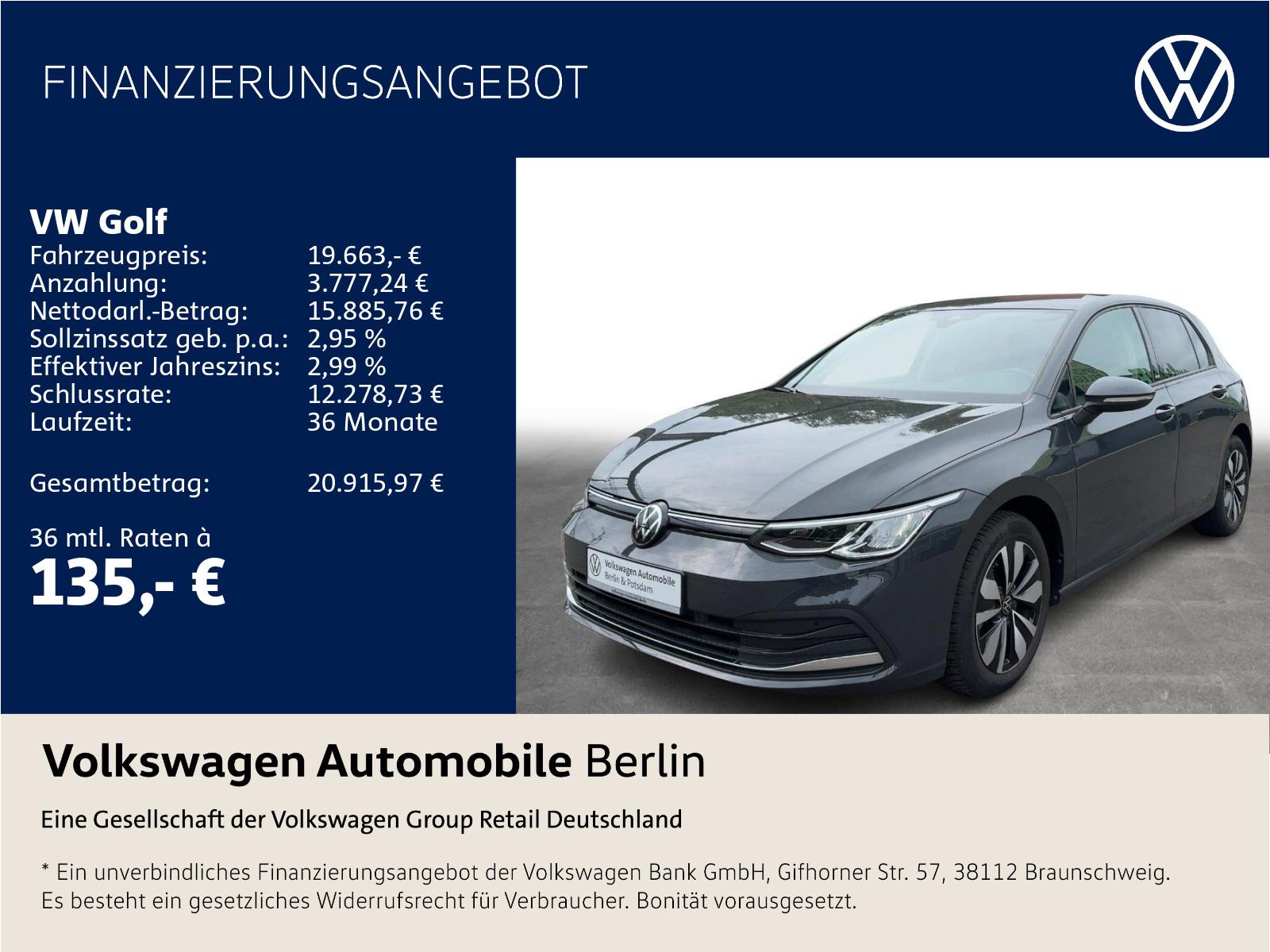 Volkswagen Golf VIII 1.0 TSI "MOVE" Climatronic LED PDC SHZ, миниатюра 17