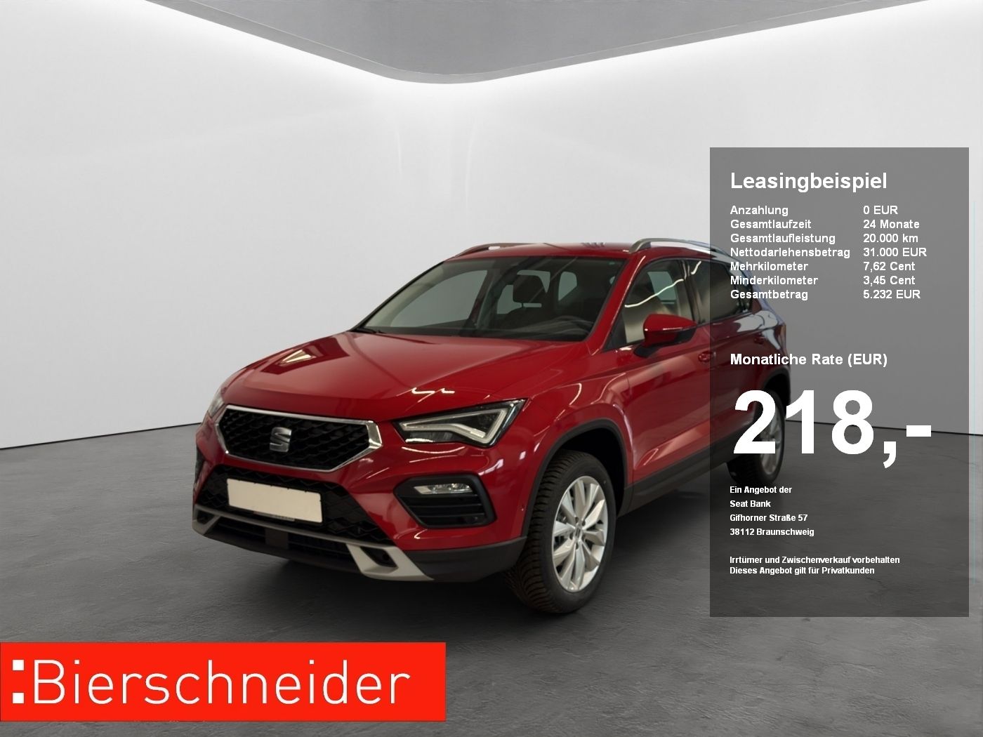 Seat Ateca 1.5 TSI DSG Road Edition ab 218.- monatl.