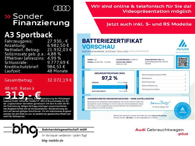 Audi A3 Sportback S line 40TFSIe S tron.