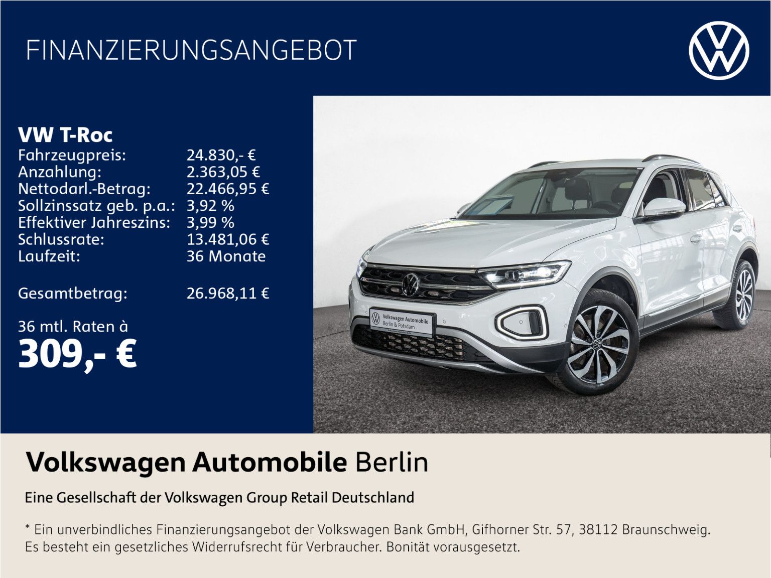 Volkswagen T-Roc 1.5 TSI Style Navi Standhzg. Kamera LED