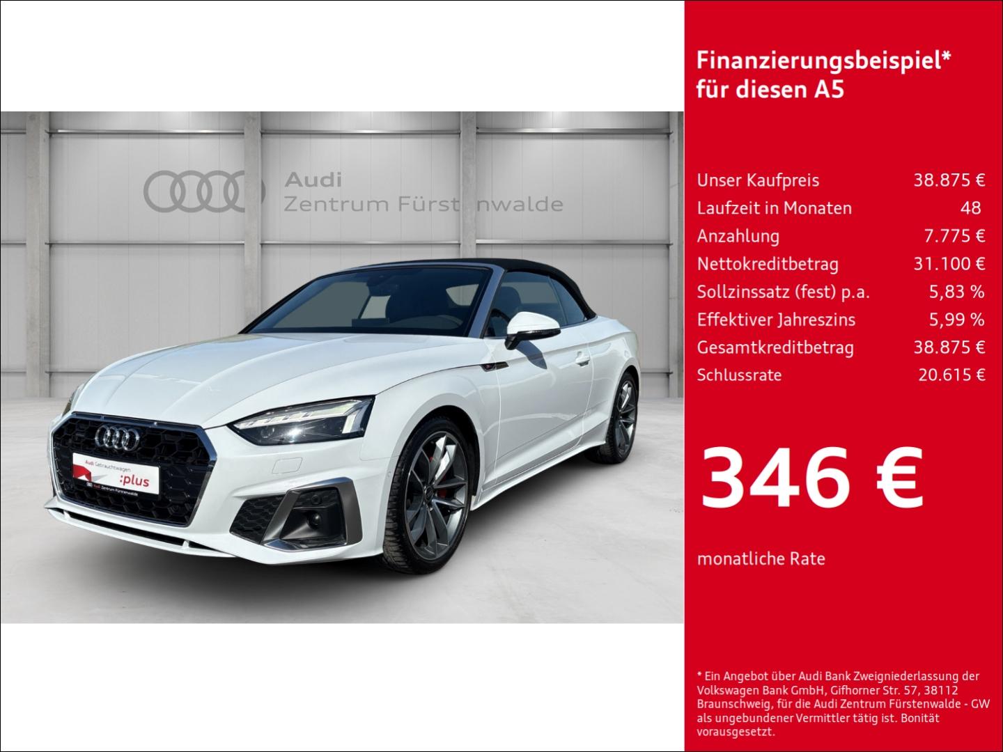Audi A5 Cabriolet 45 TFSI quattro S tronic S line El.