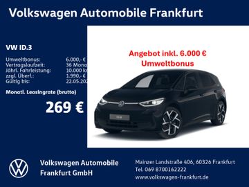Volkswagen Leasingangebot: Volkswagen ID.3 Pro 150 kW (204 PS) 59 kWh 1-Gang-A utomati