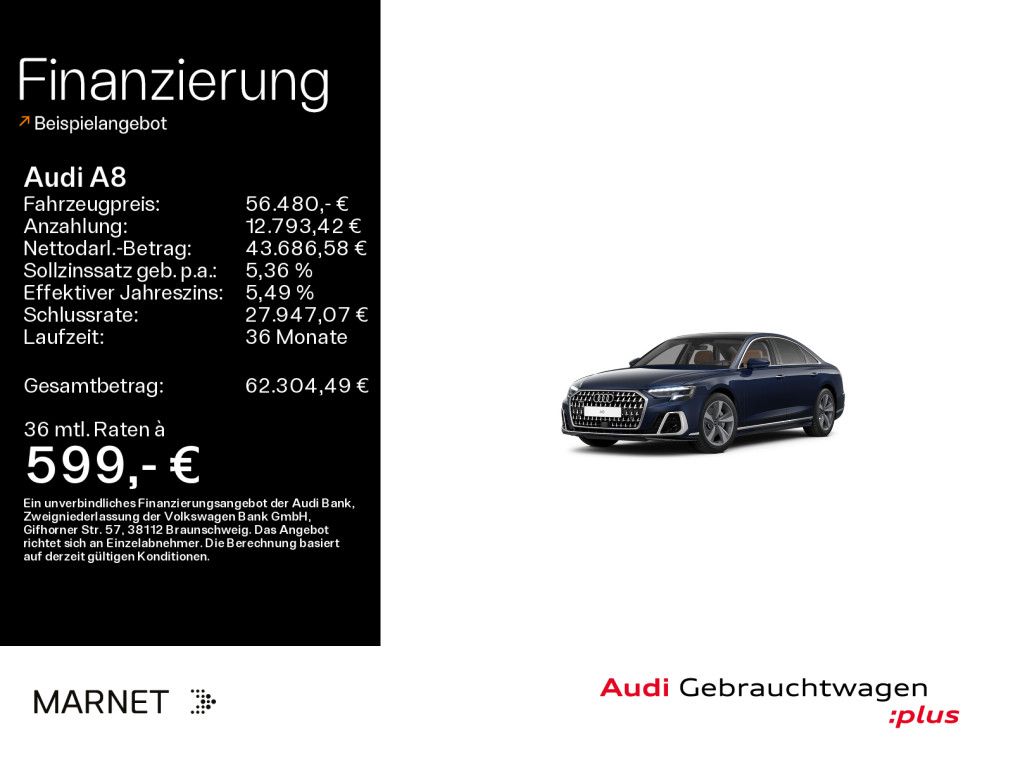 AUDI A8 50 TDI qu*Navi*Matrix*B&amp;O*HUD*AHK*Pano*Virtua