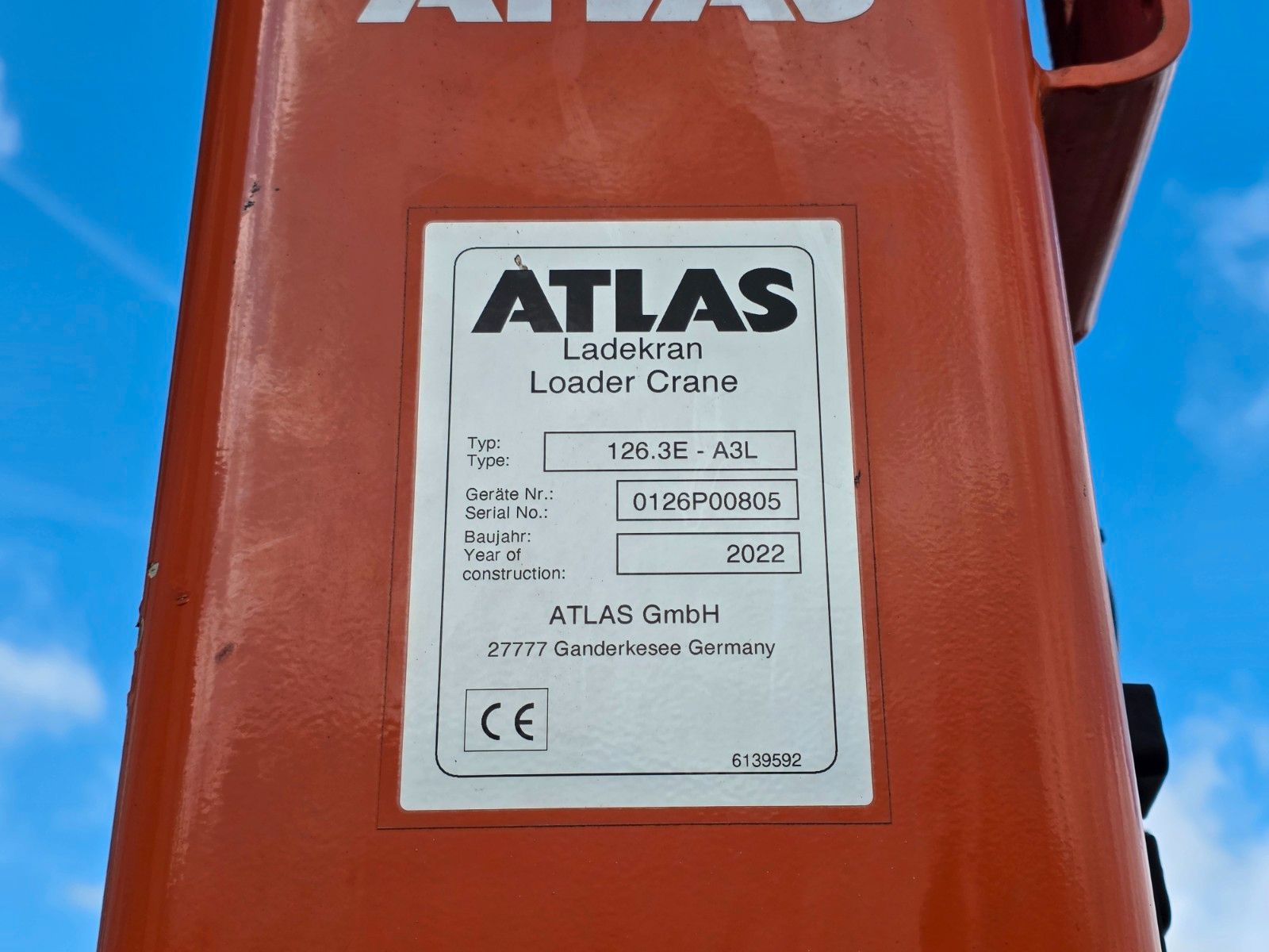 Fahrzeugabbildung Mercedes-Benz Arocs 1835 KK Heckkran Atlas 126.3E-A3L Funk